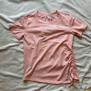 Nike Women Dri-Fit Standard peach 🍑 Drawstring Cinched with Key hole back Top